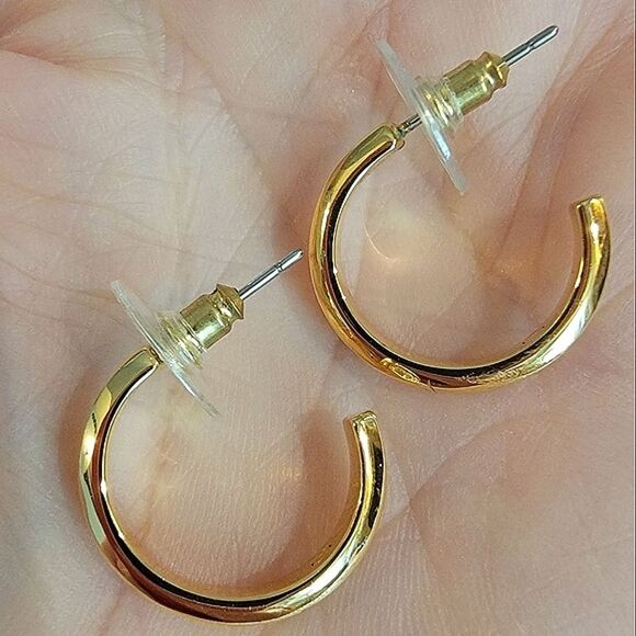#Touchstone Crystal Channel Set Gold Hoop Earrings 0.75" #Gold Plated #NWT #NIB - Picture 3 of 8